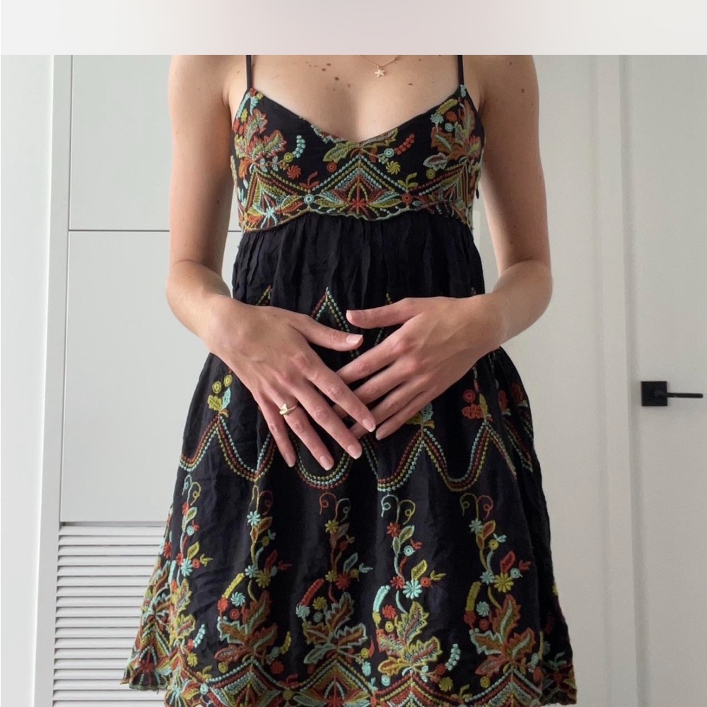 Embroidered Black Dress